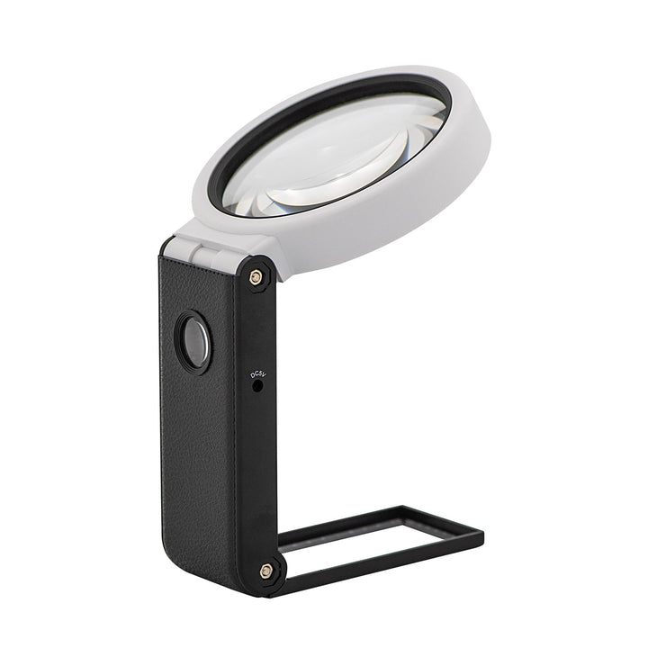 WEDO LED-UV-Handlupe mit ausklappbarem Standfuss inkl. Batterien & USB-Kabel, grosses 9 cm Sichtfeld