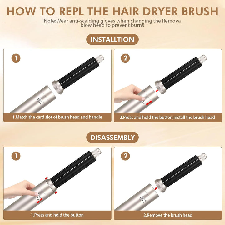 Aofesel Air Styler 6 in 1 Auto Lockenstab, 1200 W Magic Styler mit Haartrockner, Blasbürste, Föhnbür