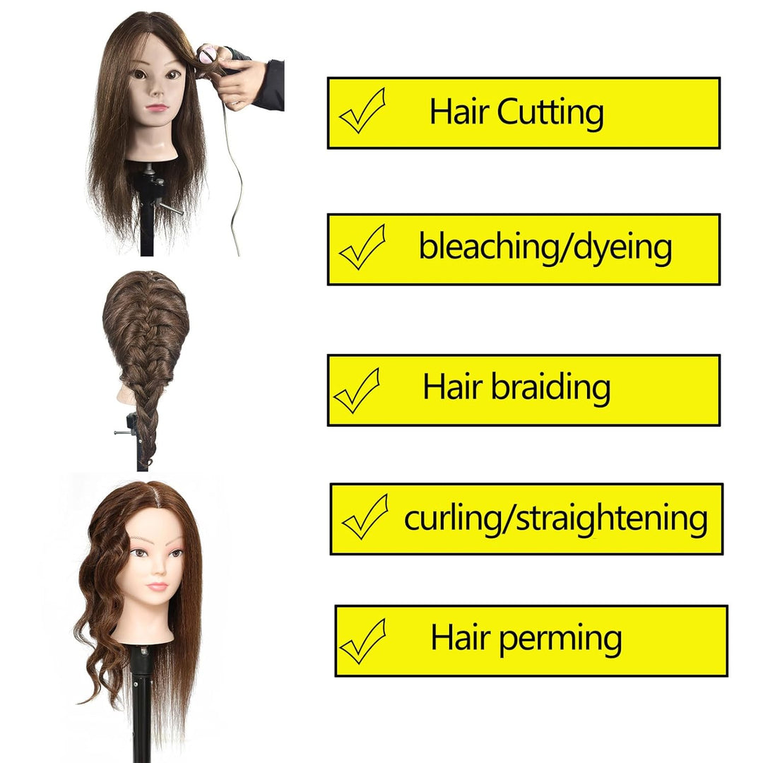 Schaufensterpuppe Kopf 16„-18“ Weiblich 100% Echthaar Friseurin Kosmetologie Schaufensterpuppe Manik