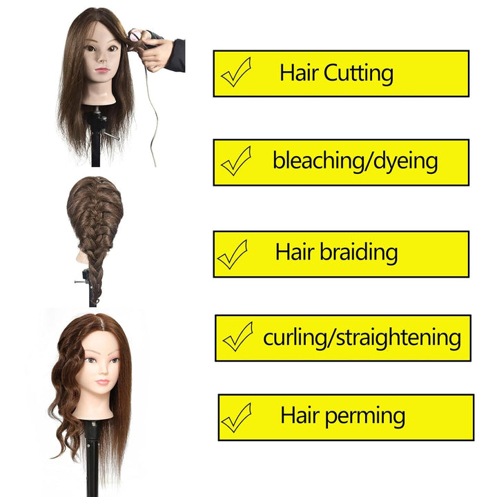 Schaufensterpuppe Kopf 16„-18“ Weiblich 100% Echthaar Friseurin Kosmetologie Schaufensterpuppe Manik