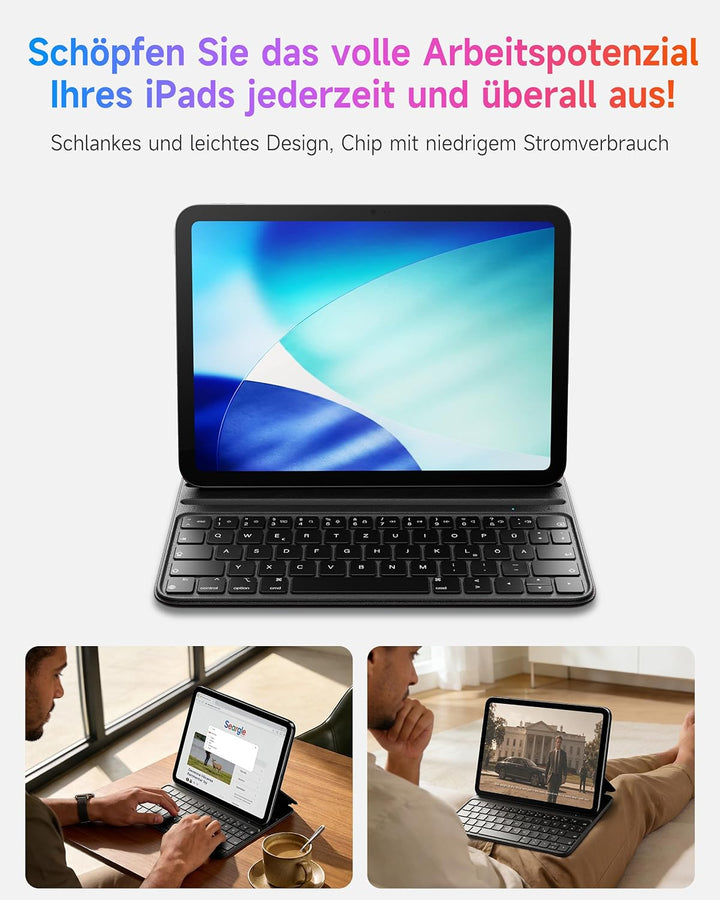 HOU für iPad Air 5 Hülle mit Tastatur für iPad Air 6 11 Zoll, für iPad Pro 11 Hülle mit Tastatur (4.