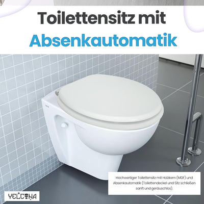 Yelcona WC Sitz mit Absenkautomatik mit Motiv, Klobrille mit hohem Sitzkomfort, WC Deckel mit robust