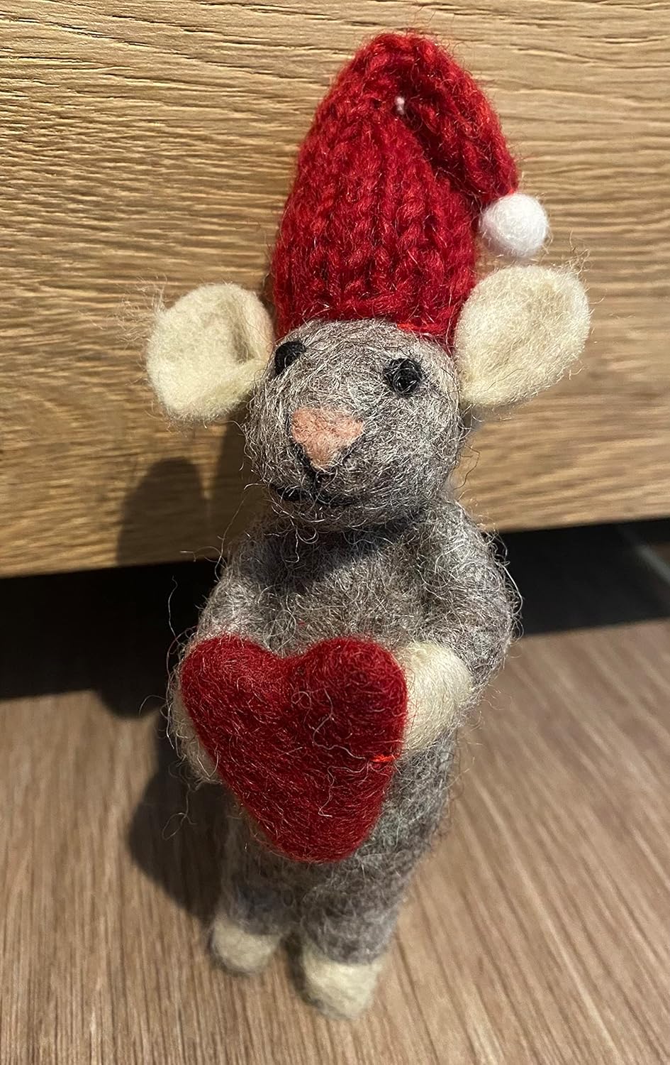 Én Gry & Sif Maus Weihnachtsmaus mit Ornament - Anhänger aus Filz, Weihnachts-Deko - 1 Stück (Graue