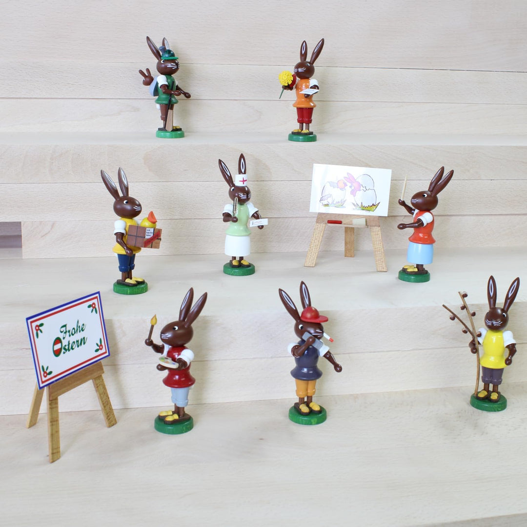 Thomas Preissler | Osterhasenfigur Osterhäsin Osterhase | Höhe 10 cm | erzgebirgische Volkskunst | O