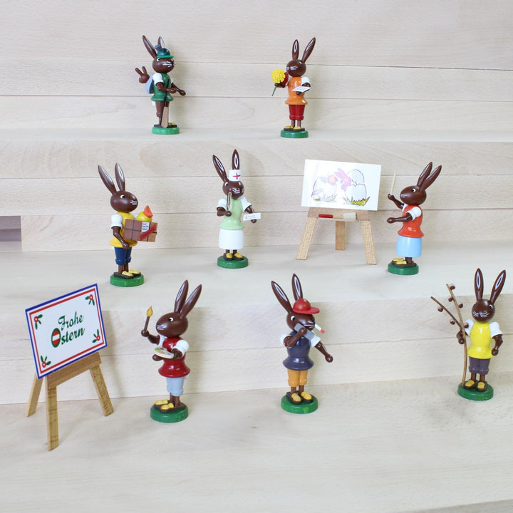Thomas Preissler | Osterhasenfigur Osterhäsin Osterhase | Höhe 10 cm | erzgebirgische Volkskunst | O