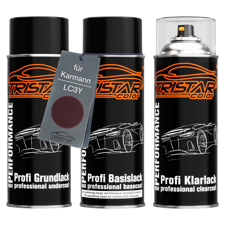 TRISTARcolor Autolack Spraydosen Set für Karmann LC3Y Bordeaux Perl Grundlack Basislack Klarlack Spr