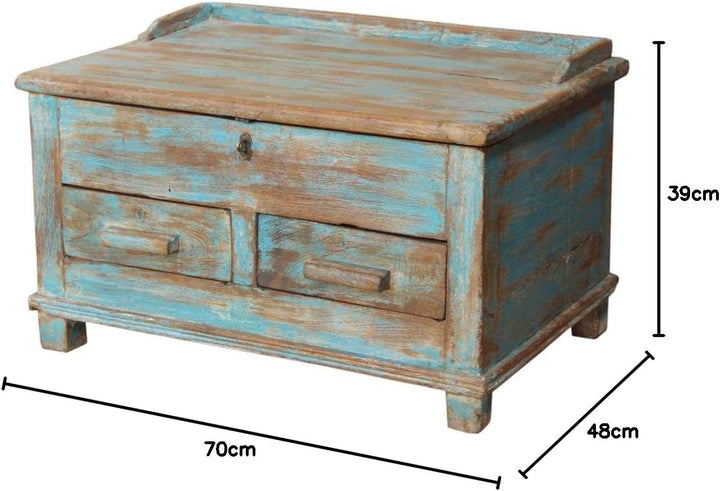 GURU SHOP Vintage Beistellschrank, Kommode, Nachttischschrank, Flurschrank mit 2 Schubfächern - Mode