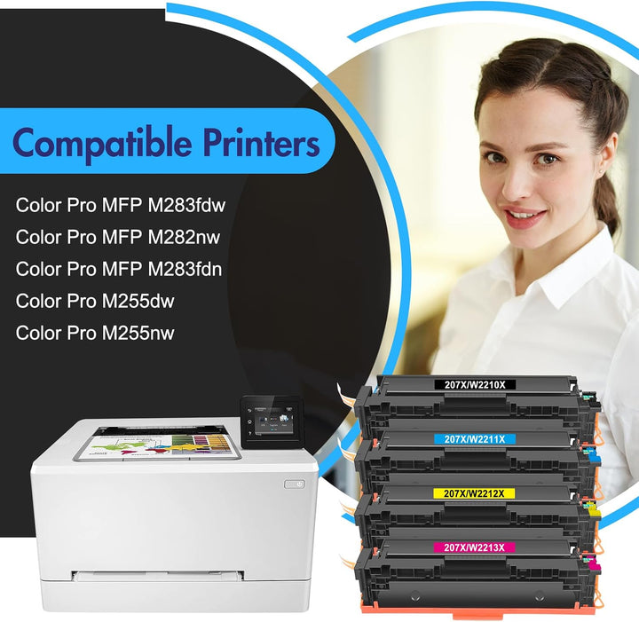 207X 207A Toner Kompatibel für HP Color LaserJet Pro MFP M283fdw Mit Chip | Kompatibel für Color Las