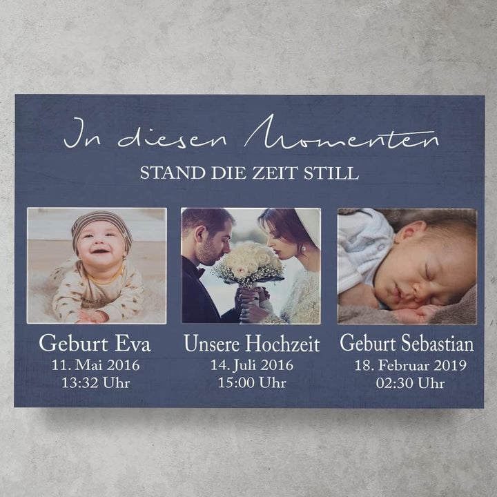 Deutsam Personalisierte Leinwand 3 Momente Geburt Familie mit eigenen Namen Geschenk Muttertag Vater