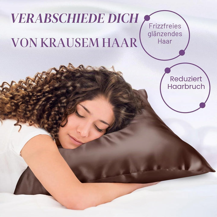 OLESILK Seide Kissenbezug Kissenhülle Haar- und Hautpflege mit Reissverschluss 16 Momme 1 Stück Kaff