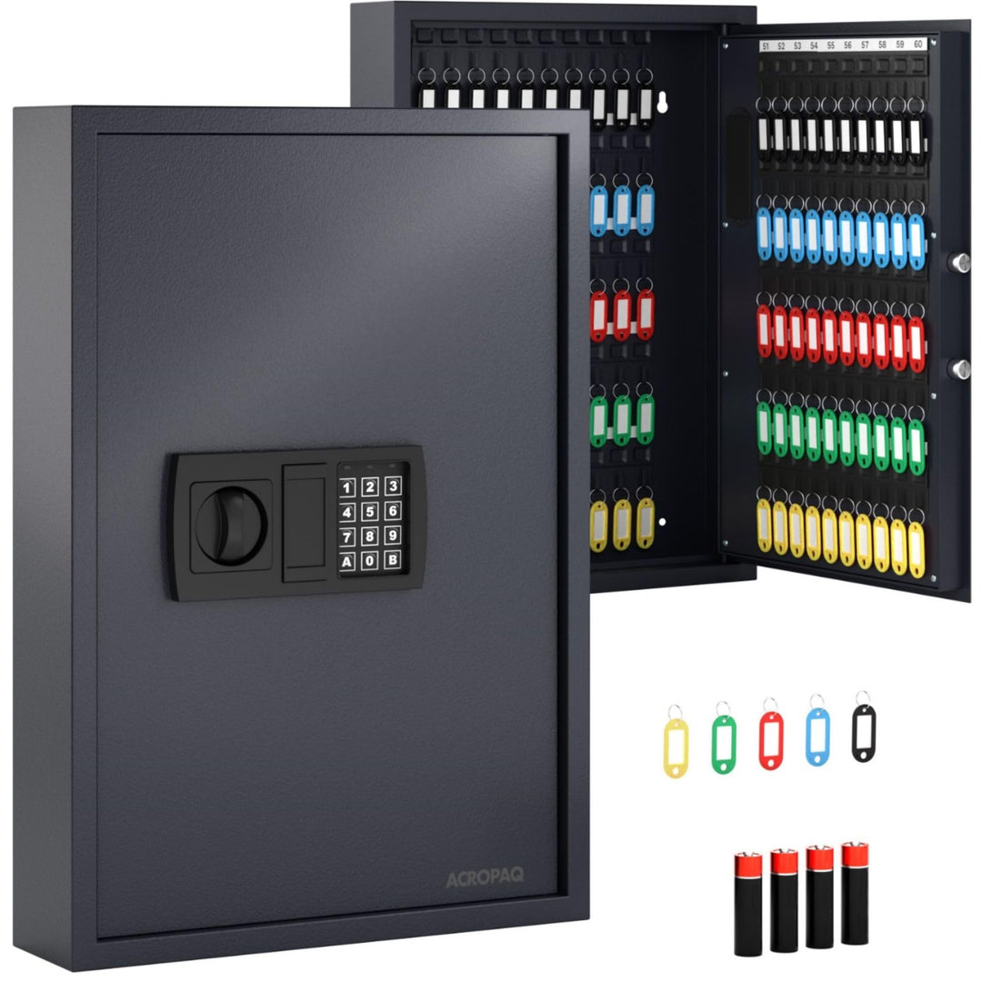 ACROPAQ Schlüsselschrank mit Zahlencode - Für bis zu 100 Schlüssel, Inkl. 100 Anhänger, Mit elektron