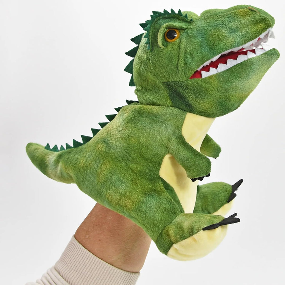 Kögler 90543 - Dinosaurier Handpuppe als T-Rex in Grün, ca. 30 cm