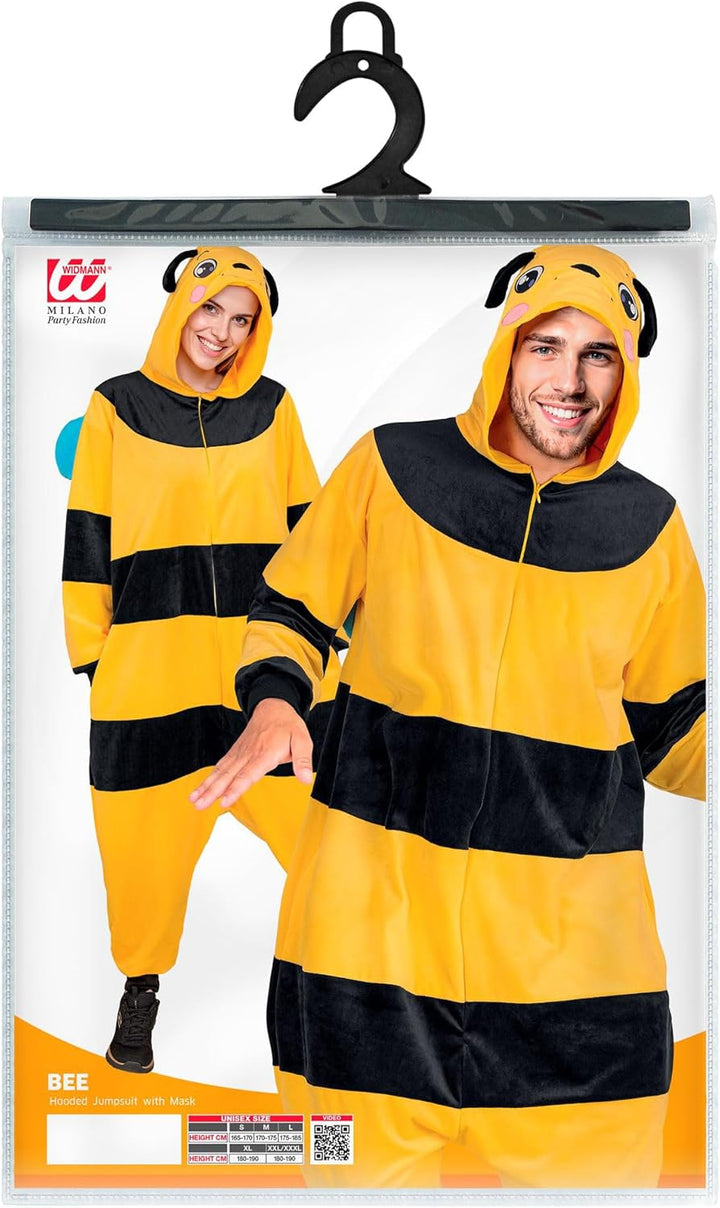 W WIDMANN MILANO Party Fashion - Tier Overall für Erwachsene, weicher Plüsch Jumpsuit mit Kapuze, Ti
