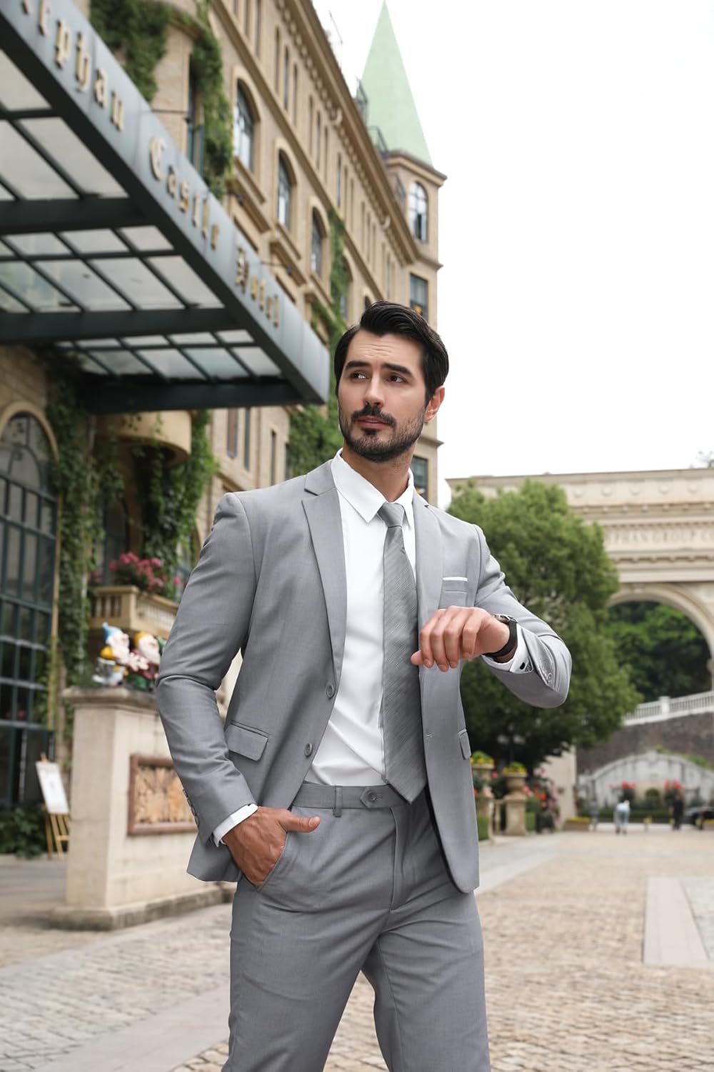 Allthemen Anzug Herren Anzug 2 Teilig Slim Fit Herrenanzug Hochzeit Anzüge Herren Modern Sakko für B