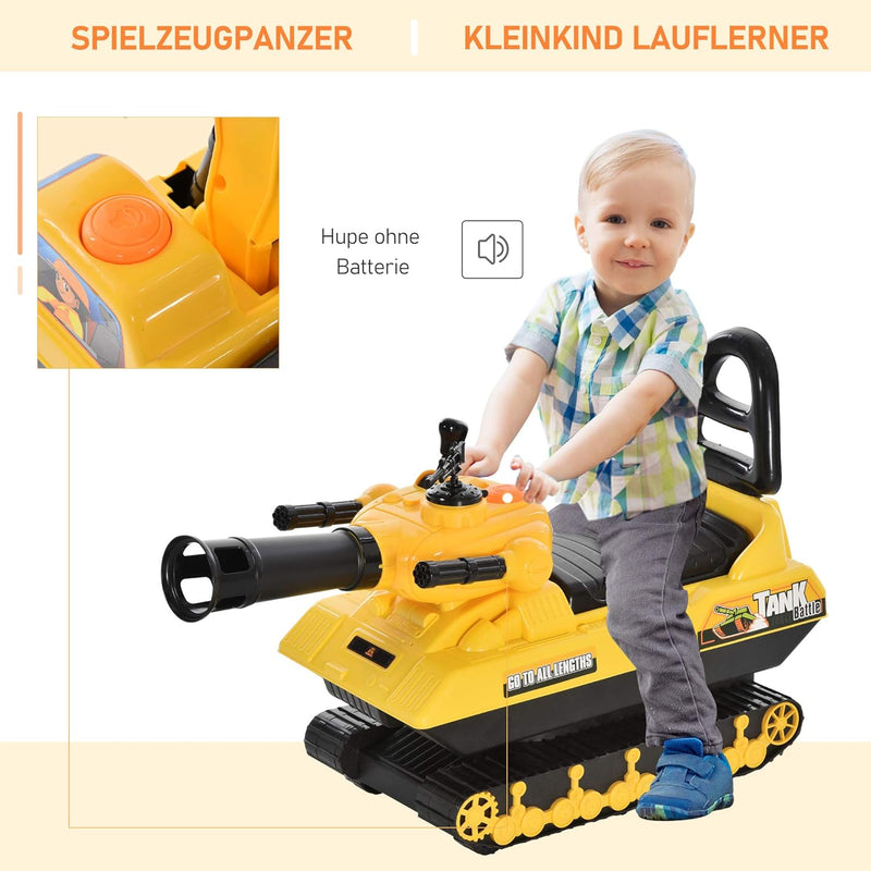 HOMCOM Sitzbagger für Kinder Spielzeugauto für 3 Jahre Kinder Rutscherauto Laufrad Panzer mit Staura