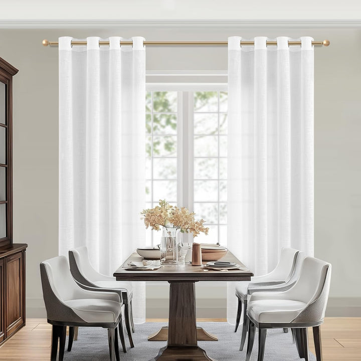 MRTREES Voile Gardinen kurz 2er-Set Leinenoptik Vorhang mit Ösen im Modernen Stores Gardinen Schals