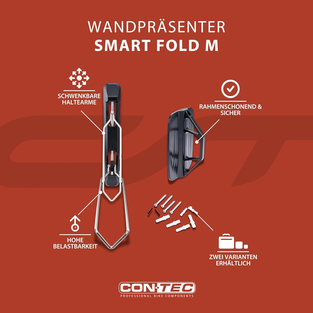 CONTEC Wandpräsenter smART fold, 35kg, aus Stahl, platzsparend, Schwenkbar, Befestigungsmaterial, 1