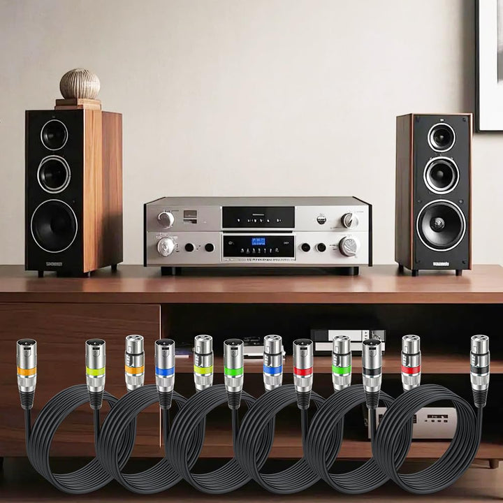 6 Stück XLR Mikrofonkabel, 1M 3 Pin Symmetrisches XLR Kabel DMX Mikrofon Anschlusskabel Stecker auf
