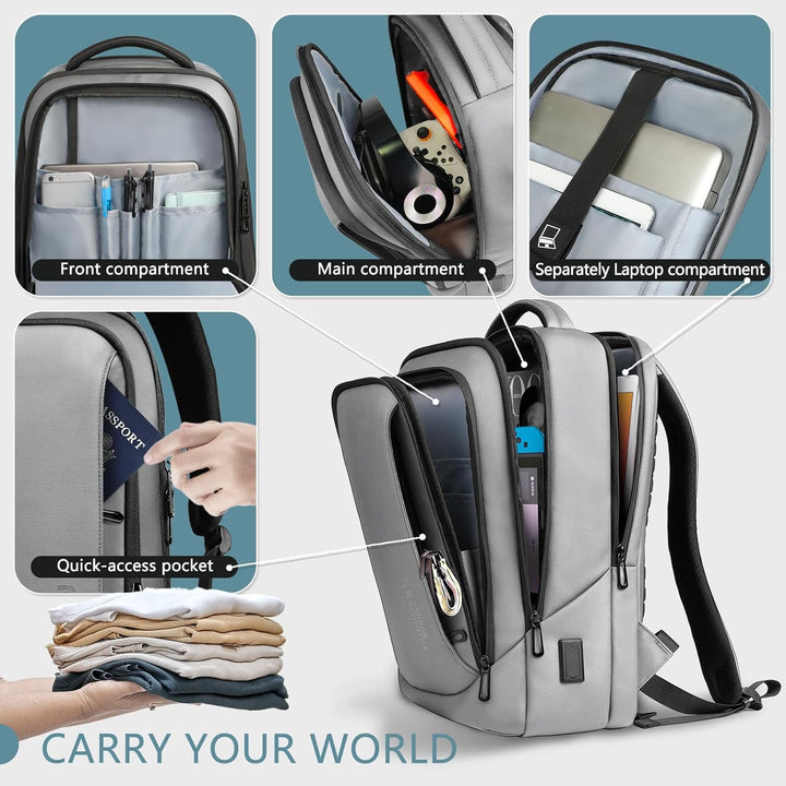 Laptop Business Rucksack Herren mit laptopfach mit USB-Ladeanschluss Diebstahlsicher Handgepäck Tage