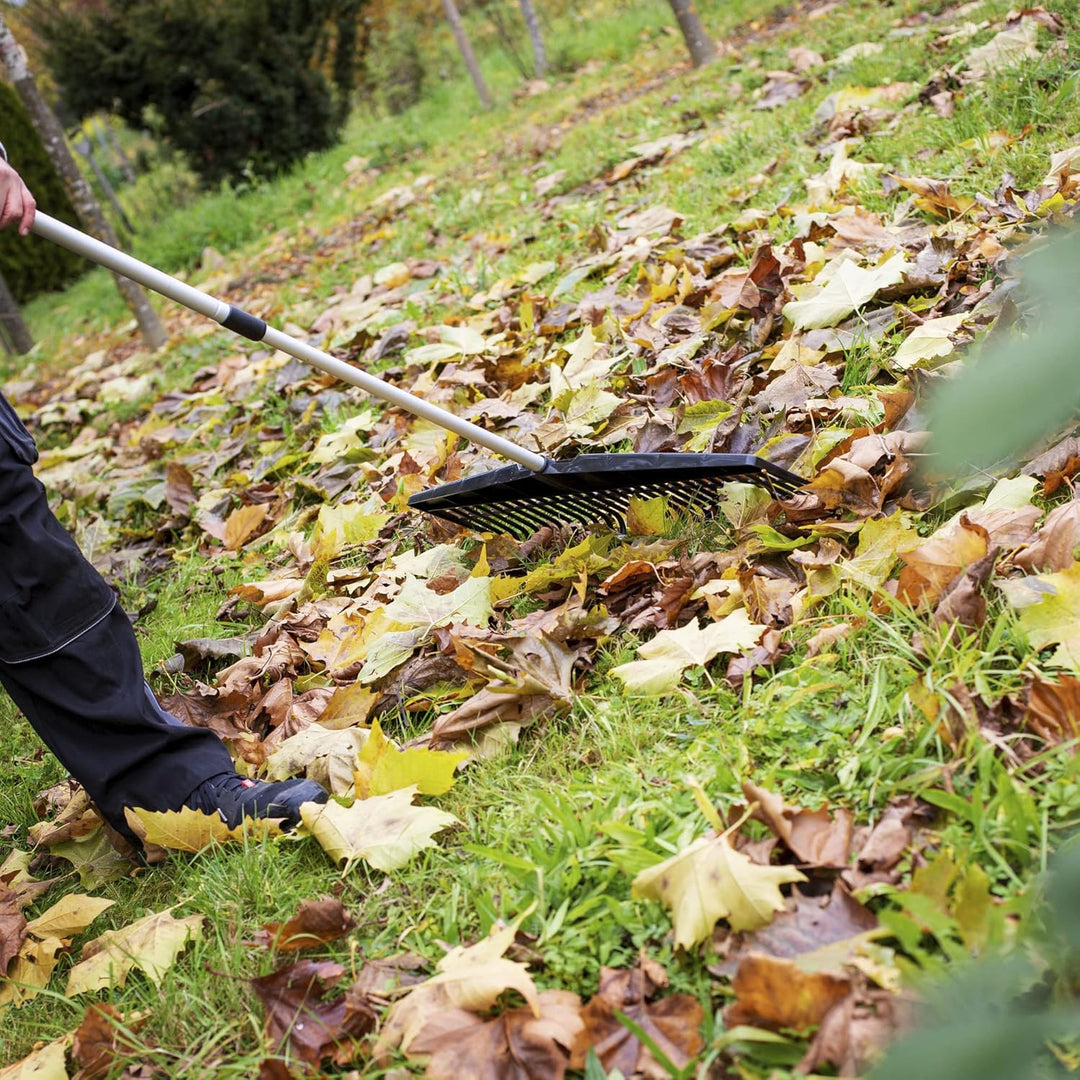 UPP Jumbo Garten Rechen: stufenlos von 75cm - 150 cm Aluminium Teleskopstiel für effizientes Gartenr