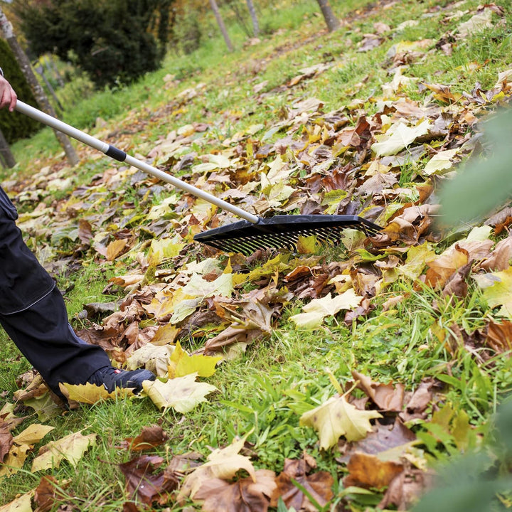 UPP Jumbo Garten Rechen: stufenlos von 75cm - 150 cm Aluminium Teleskopstiel für effizientes Gartenr