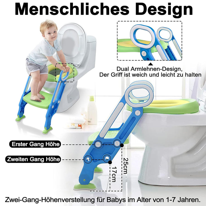 Toilettensitz Kinder mit Treppe, Aufun Toilettentrainer Faltbar Leiter Lerntöpfchen mit Treppe Baby