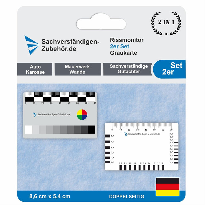 Sachverständigen-Zubehör 2er Set | Rissmonitor Karte Überwachung | Gutachter Ausrüstung | Lineal für