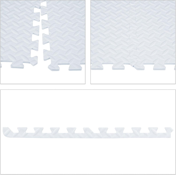 24 x Bodenschutzmatte, 60x60 cm, Schutzmatten mit Rand, Eva, 9m² Gesamtfläche, Unterlegmatte für Fit