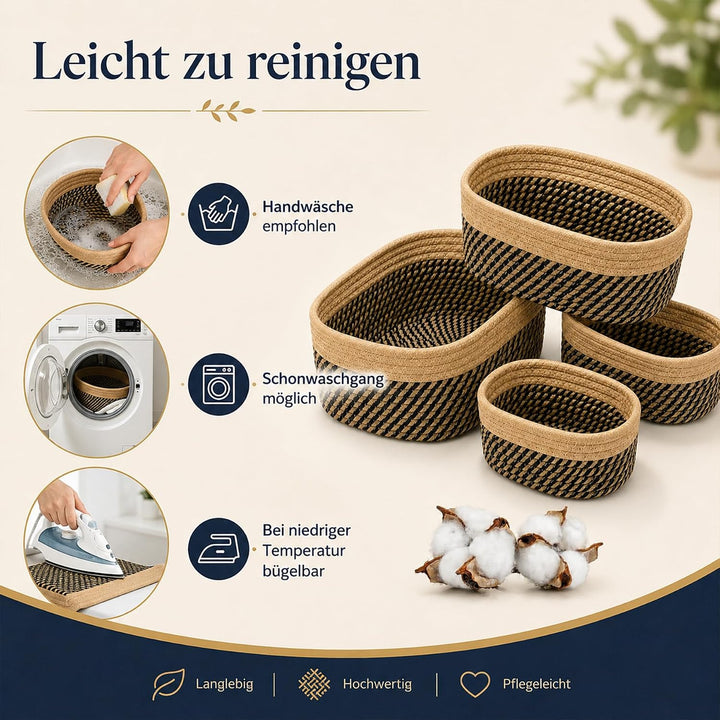 Jiahuade 4er Set Aufbewahrungskorb Geflochten Baumwollseil Stil E, Stil E
