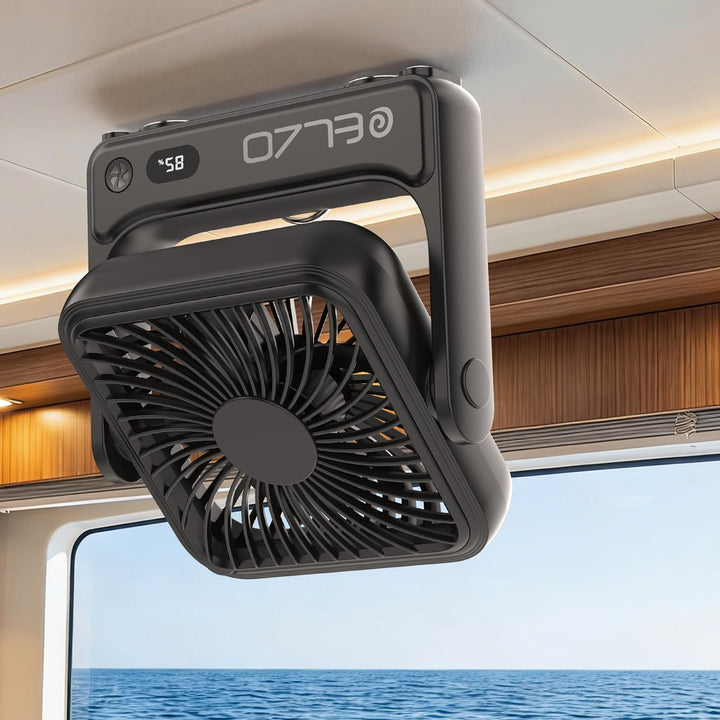 ELZO Magnetischer Reiseventilator kreuzfahrtgeeignet, 5000mAh wiederaufladbar tragbar, 4 Geschwindig