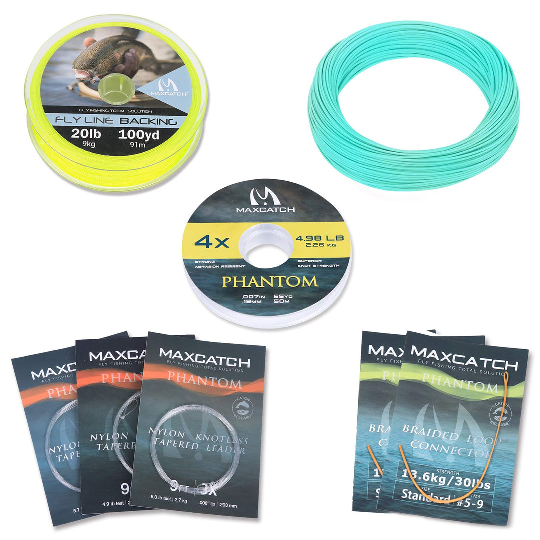 MAXIMUMCATCH Bestprice Fliegenfischen Schnur (Weight Forward, Schwimmende Fliegenschnur) und Fliegen