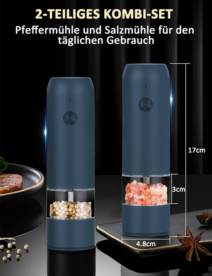 Pfeffermühle Elektrische Salz und Pfeffermühle USB Aufladbare 2er Set Gewürzmühle mit Einstellbar Ke