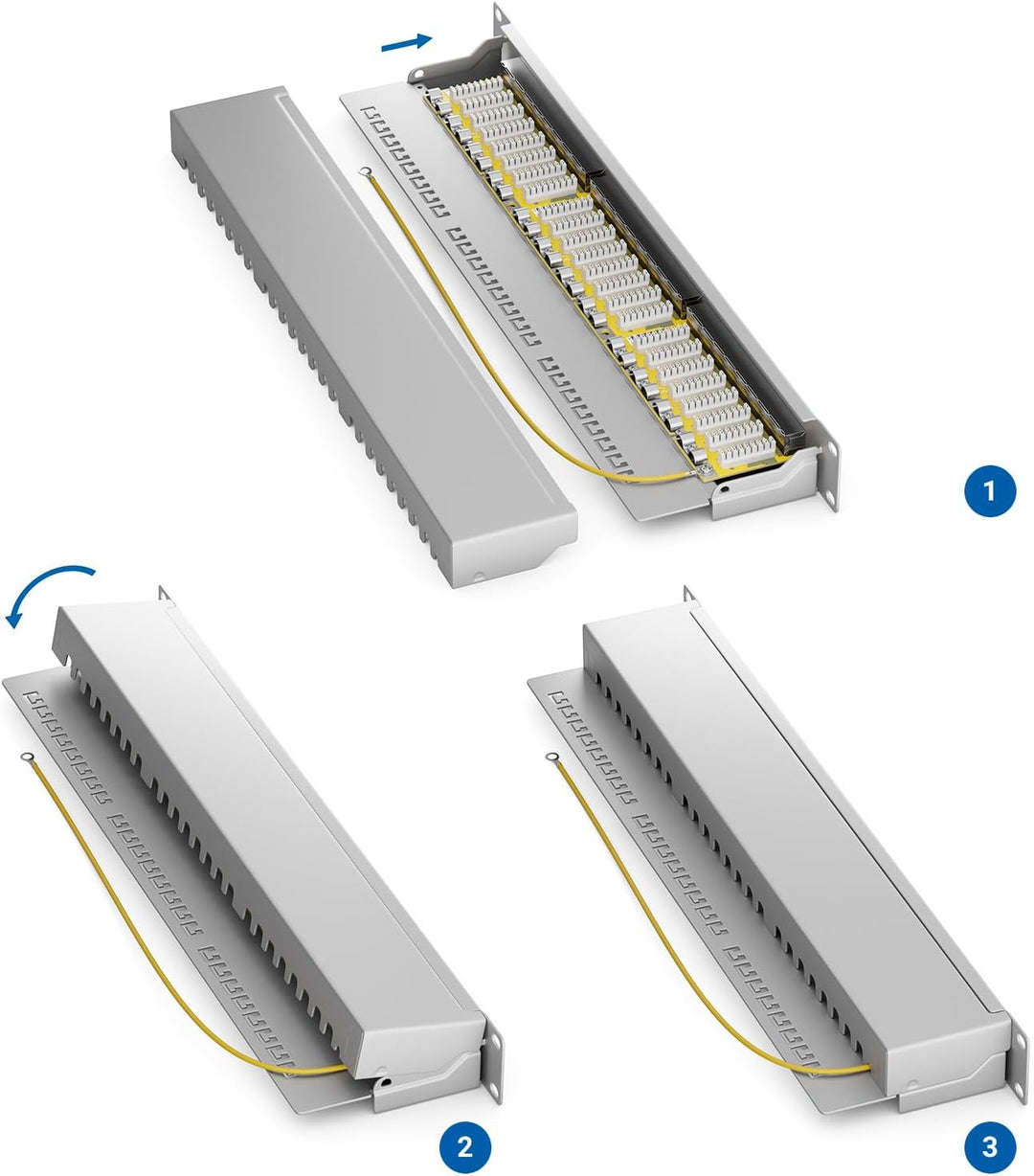 deleyCON CAT 6 Patchpanel Verteilerfeld 24 Port - Desktop 19" Zoll Rackeinbau Servermontage - RJ45 -