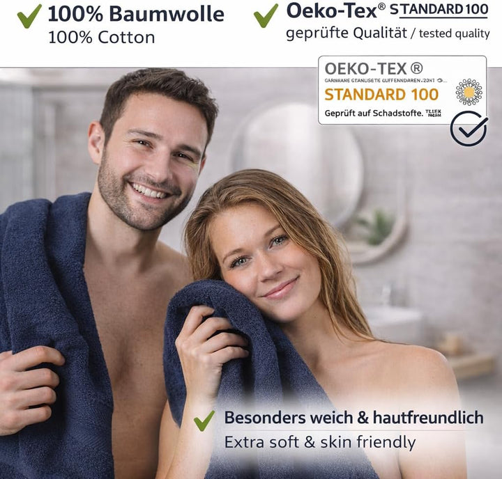 Betz 4-TLG. Handtuch-Set Premium 100% Baumwolle 2 Duschtücher 2 Handtücher Farbe dunkelblau, Dunkelb