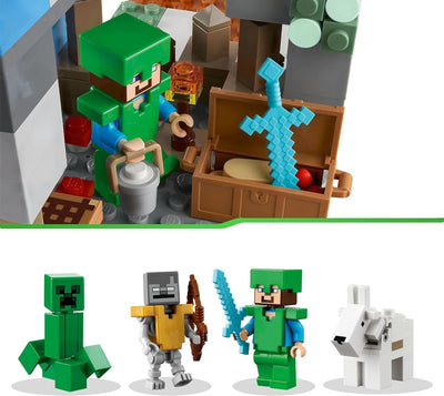 LEGO 21243 Minecraft Die Vereisten Gipfel, Set mit Steve-, Creeper- und Ziegen-Figuren, eisiges Biom