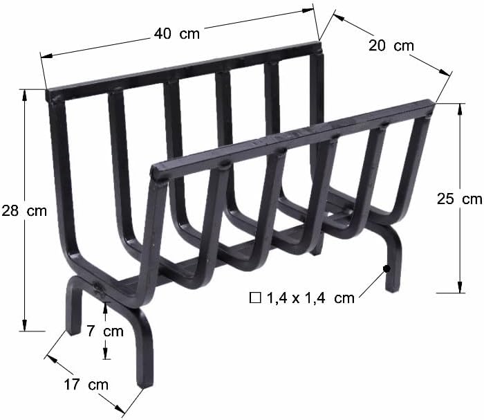 Brennholz, Kaminholzhalter, Eisen-Feuerschale für Kamin und Grill (40 x 20 x 28 cm) cm 40x20x28h, cm