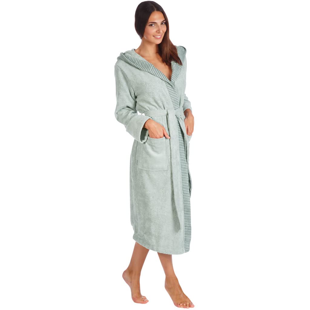 Egeria Benny gravel Damen Bademantel Kapuze M 100% Baumwolle