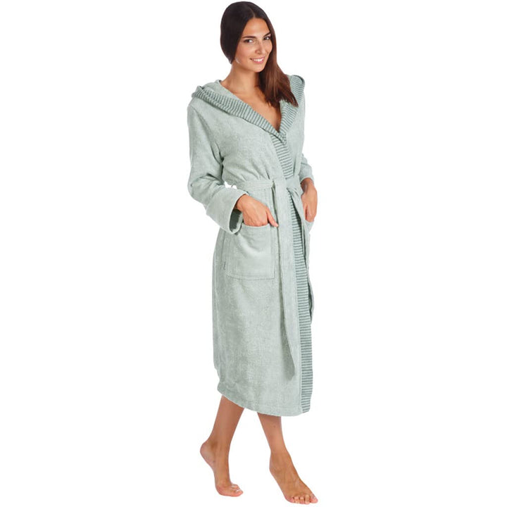 Egeria Benny gravel Damen Bademantel Kapuze S 100% Baumwolle