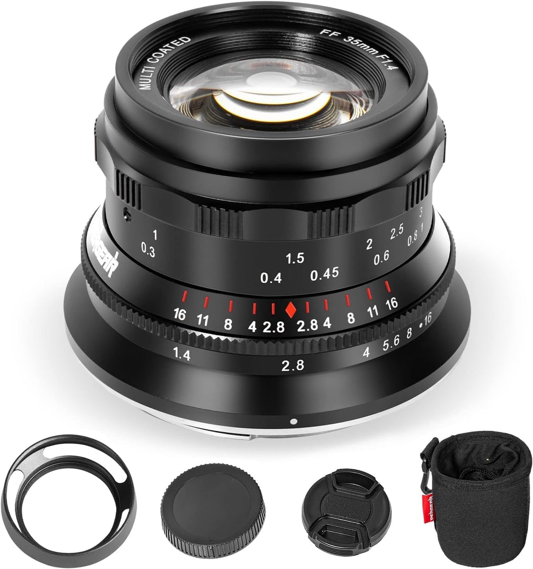 PERGEAR 35mm F1.4 Vollformat-Objektiv mit manuellem Fokus, kompatibel mit Sony E-Mount-Kameras A7RII