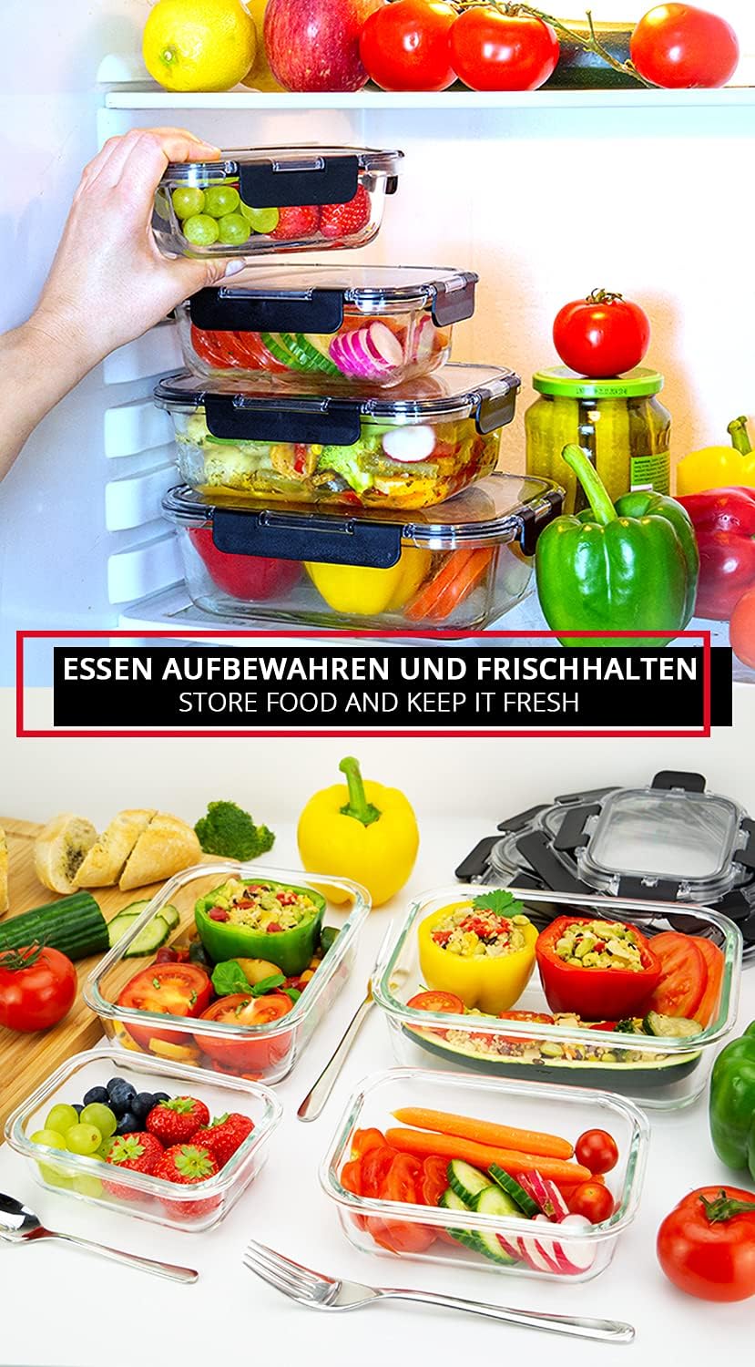 edallo NEU TRITAN - 4 vielseitige Frischhaltedosen mit TRITAN Deckel & premium Glas - Luftdicht, aus
