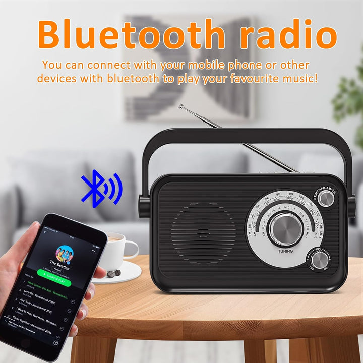 Tragbares Radio, FM/AM/SW Kofferradio, Strom und Batteriebetrieb mit MP3 Funktion, Batterieradio mit