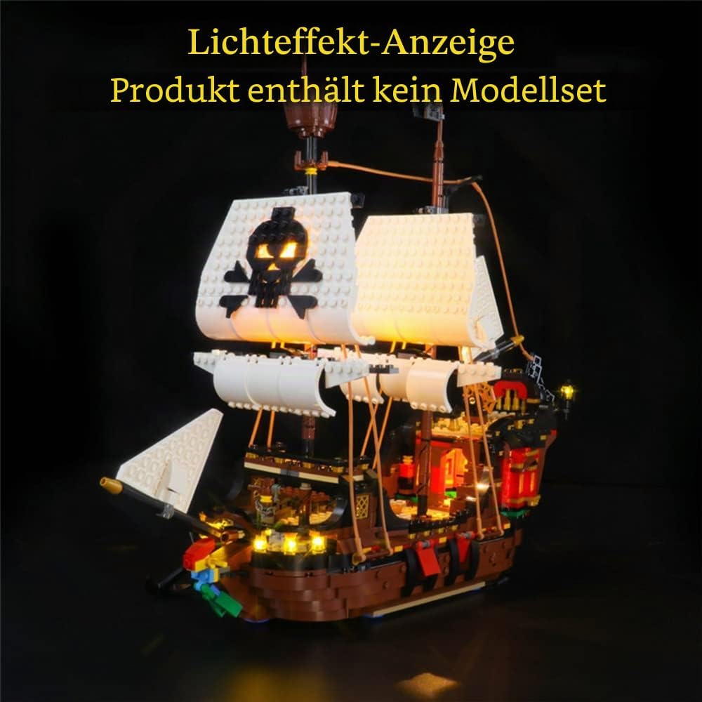 GEAMENT LED Licht-Set Kompatibel mit Lego Piratenschiff (Pirate Ship) - Beleuchtungsset für Creator