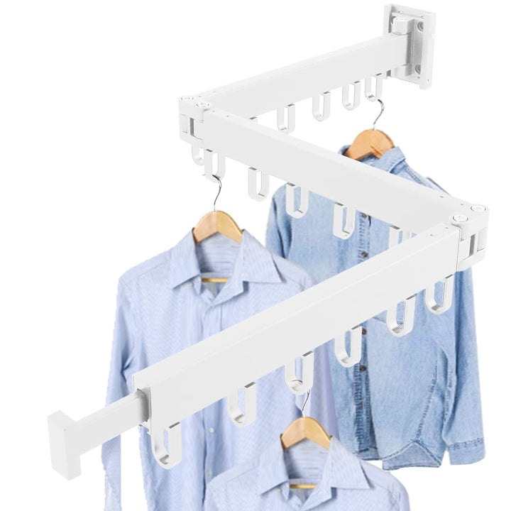 Einziehbarer Kleiderständer, Aluminium, Klappbar, Wandmontage, Wäscheständer mit Handtuchhalter, Kle