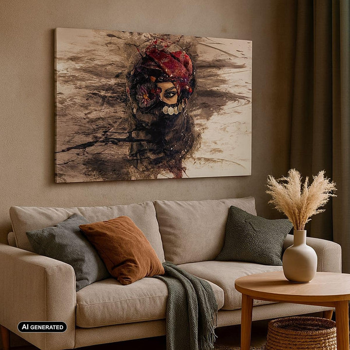 Bilder auf Leinwand Frau Folklore Leinwandbild mit Rahmen 70x50cm Wandbilder Dekoration Wohnzimmer S