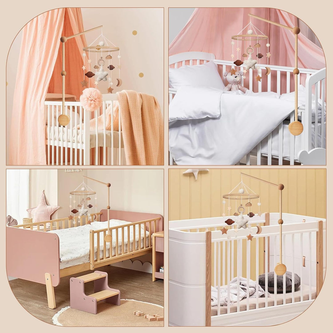 Mobile Halterung für Babybett, Holz Mobile Halterung Wickeltisch für Aufhängung Mobile baby, Geburt