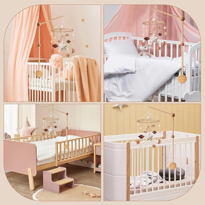 Mobile Halterung für Babybett, Holz Mobile Halterung Wickeltisch für Aufhängung Mobile baby, Geburt