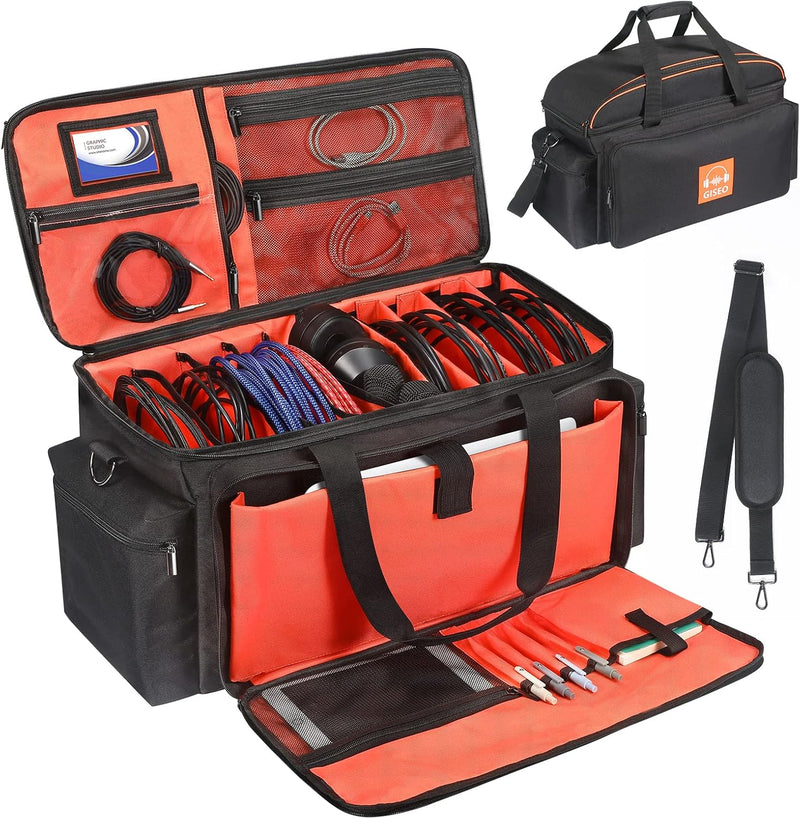 DJ Gig Bag, DJ Tasche DJ Kabel Datei Tasche DJ Gear Storage Organizer mit Abnehmbarer Gepolsterter U