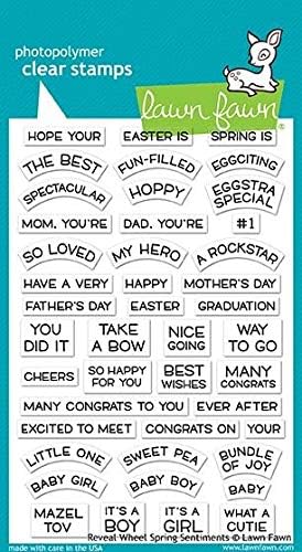 Lawn Fawn, Clear Stamp, Reveal Wheel Spring sentiments