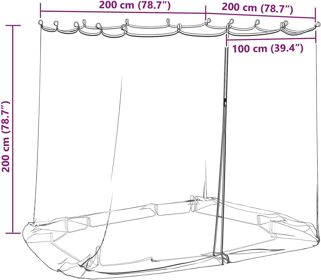 Moskito Netz für Pavillon 220 Mesh Weiss 2 x 2 x 2 m Polyester, Fliegengitter mit Klettverschluss un