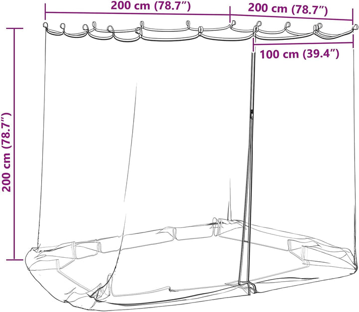 Moskito Netz für Pavillon 220 Mesh Weiss 2 x 2 x 2 m Polyester, Fliegengitter mit Klettverschluss un